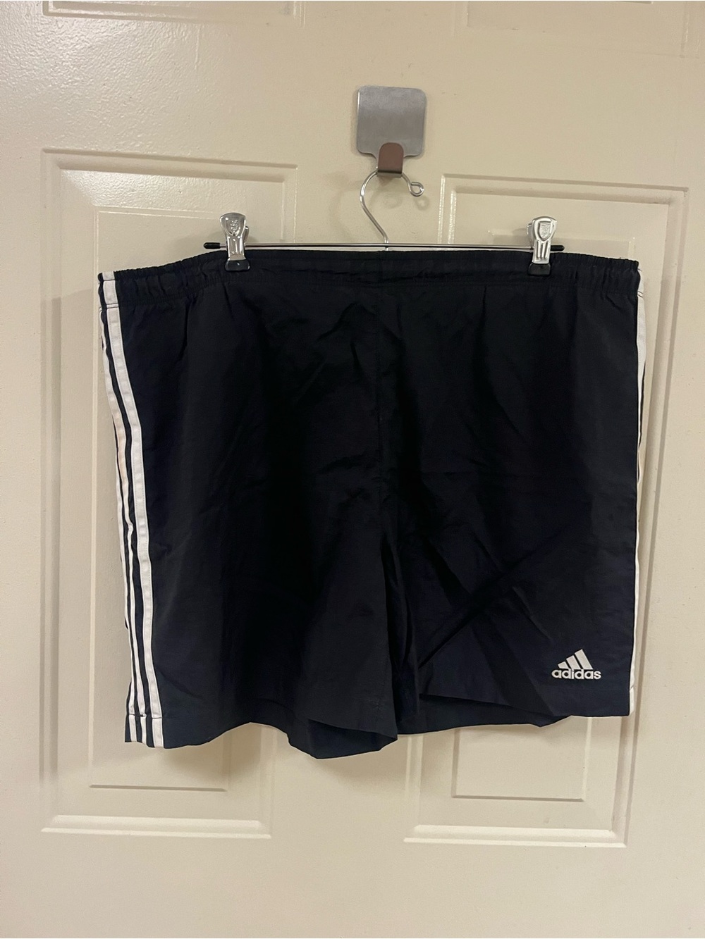 adidas Black Athletic Shorts with White Stripes